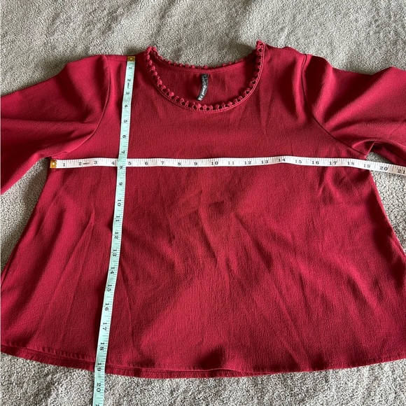 B Jewel Burgundy Crop Office Attire Blouse with 3/4 Sleeves - Picture 5 of 6